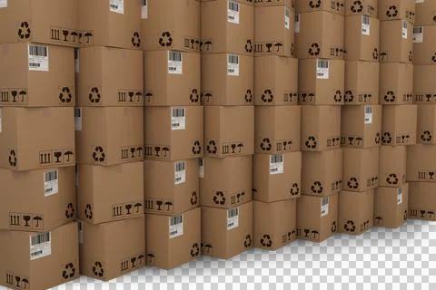 Stack of brown packed cardboard boxes Stock Photos
