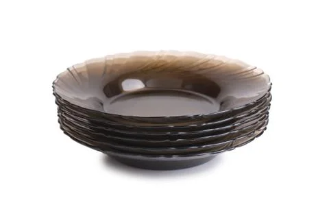 Stack of brown plates 스톡 사진