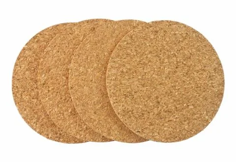 Stack of Brown Round Cork Beverage Coasters Stock-Fotos