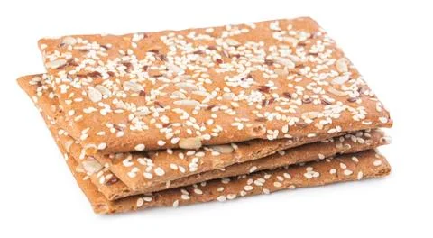 A stack of brown sesame crackers Stock Photos