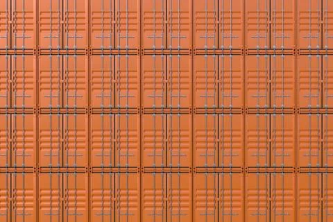 Stack of brown ship cargo containers background Stock Illustration