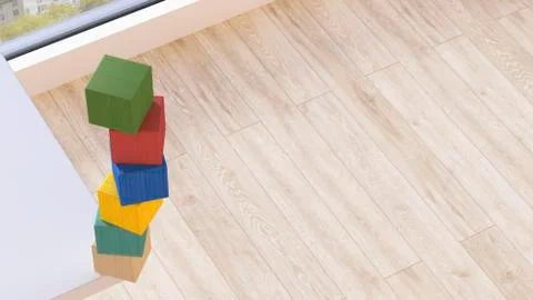 Stack of building blocks at corner of tabletop Stock Illustration