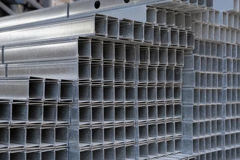 Stack of Building Material Aluminum Profile For Drywall At The Construction.. Stock Photos
