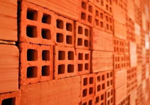 Stack of burnt clay bricks, vinh long, mekong delta, vietnam, asia 写真素材