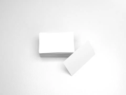 Stack of business cards. Namecards mockup template on white leather background Stock Illustration