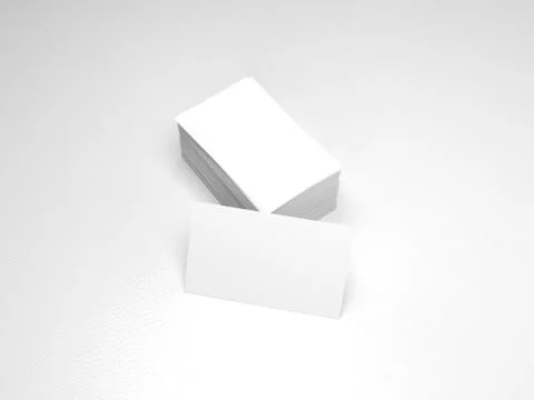Stack of business cards. Namecards mockup template on white leather background Stock Illustration