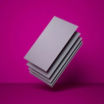 Stack of business cards in purple studio. 3d rendering イラスト素材
