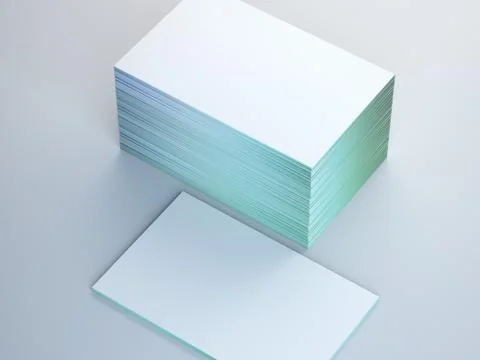 Stack of business cards on white floor Illustrazione stock