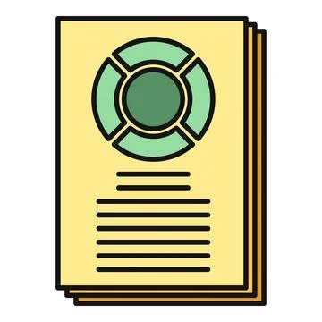 Stack of business documents featuring a data pie chart Stock Illustration