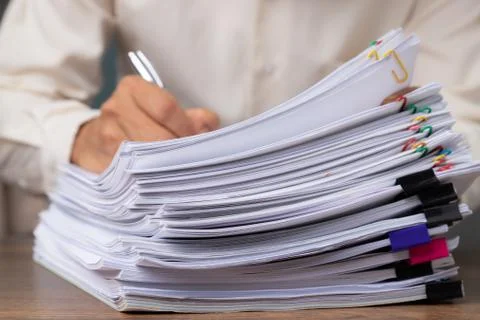 Stack of business overload paper. Stock Photos