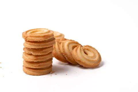 A stack of butter cookies. Isolated on white background. Perfect for commer.. Foto stock