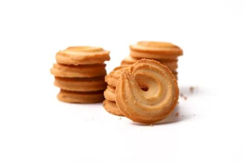 A stack of butter cookies. Isolated on white background. Perfect for commer.. Stockfoto's