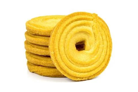 Stack of butter cookies on white background Stock Photos
