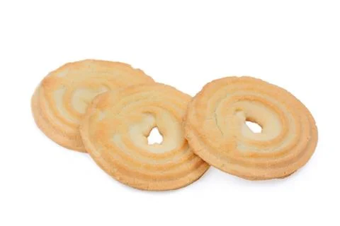 Stack of butter cookies on a white background Stock Photos