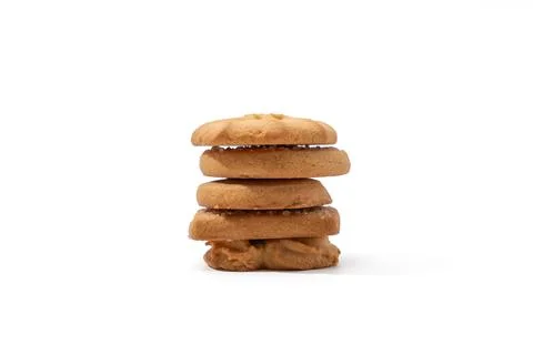 Stack of Butter Cookies White Background. 写真素材