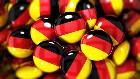 Stack of buttons with German flag. 3D illustration Stock Illustration