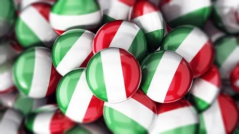 Stack of buttons with Italian flag. 3D illustration Stock Illustration