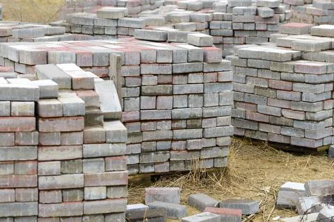 Stack of calcium silicate bricks on a construction site Stock Photos