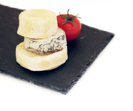 Stack of camembert cheese Stock Photos