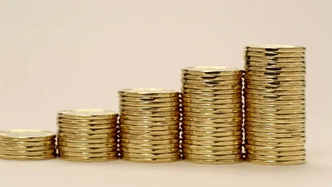 Stack Canadian Loonie One Dollar Coins Stock Footage 156753485