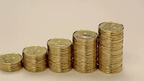 Stack Canadian Loonie One Dollar Coins Stock Footage 156753521