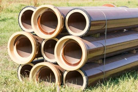 Stack of canalization pipes Stock Photos