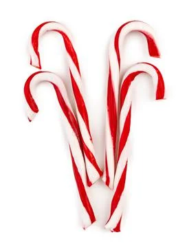 Stack of candy canes isolated on white background Stockfoto's