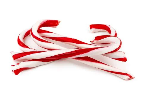 Stack of candy canes isolated on white background Stockfoto's