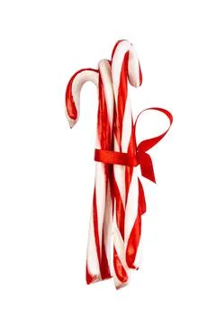 Stack of candy canes isolated on white background 스톡 사진