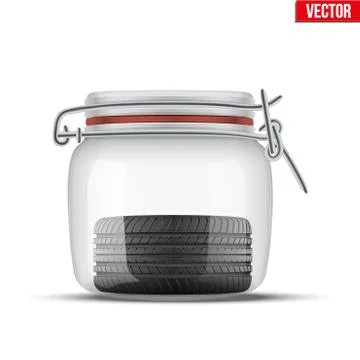 Stack of car tires on warehouse closeup 스톡 일러스트