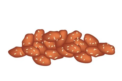 Stack of Caramelised Peanuts on White Background Stock Illustration