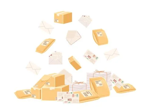 Stack cardboard and paper postal correspondence vector illustration on white  Stock Illustration