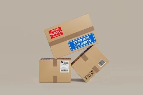Stack of Cardboard Boxes. 3d Rendering Illustrazione stock