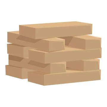 Stack of cardboard boxes balancing precariously forming a tower Stock Illustration