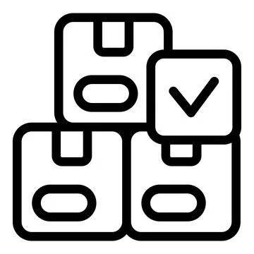 Stack of cardboard boxes with checkmark representing successful delivery Stock Illustration