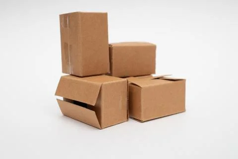 Stack of cardboard boxes delivery service Stock Photos