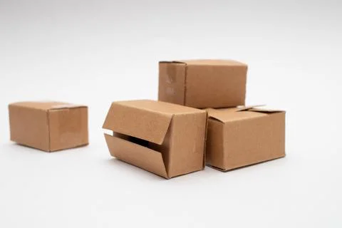Stack of cardboard boxes delivery service Stock Photos