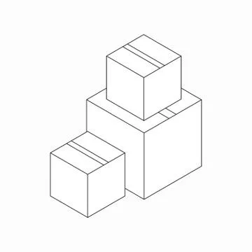 Stack of cardboard boxes icon, isometric 3d style Stock Illustration