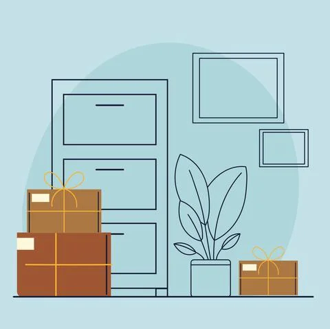 Stack of cardboard boxes Stock Illustration