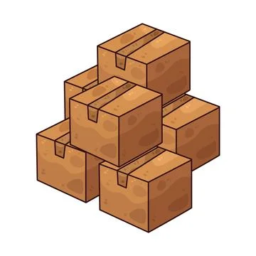 Stack of cardboard boxes illustration Stock Illustration
