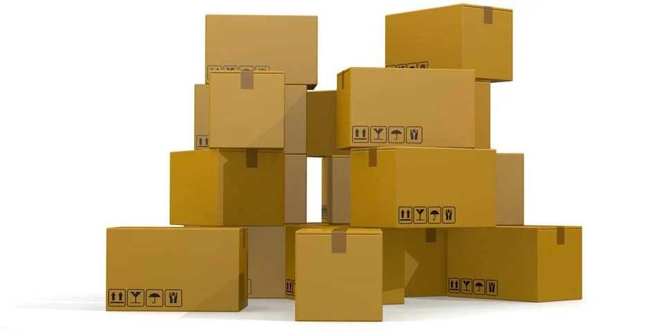 Stack of cardboard boxes isolated Stock Illustration