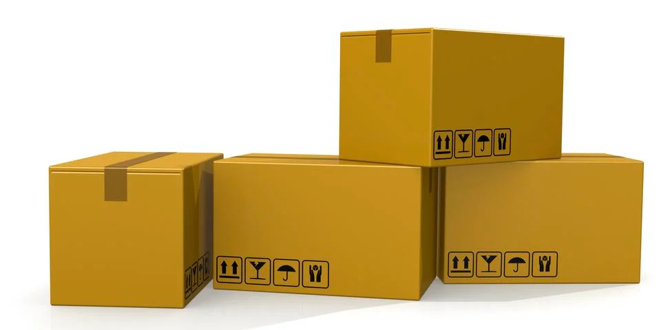 Stack of cardboard boxes isolated Stockillustratie