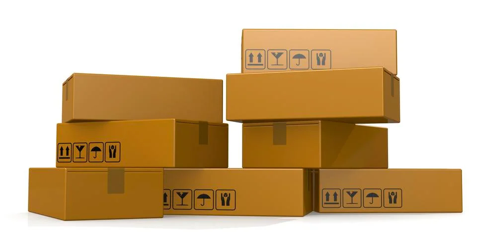 Stack of cardboard boxes isolated Illustrazione stock