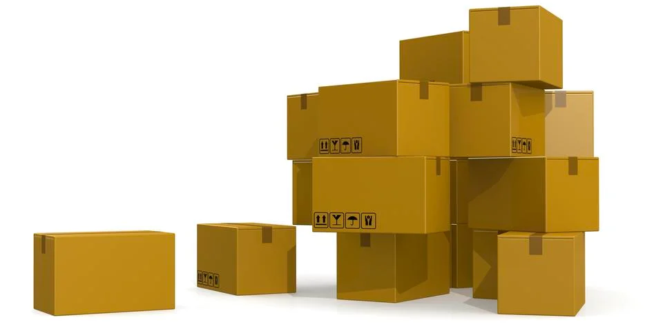 Stack of cardboard boxes isolated 스톡 일러스트