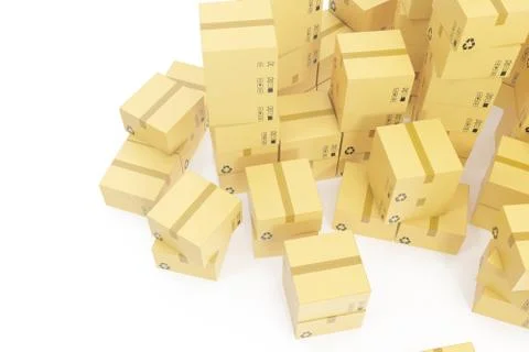 Stack of cardboard boxes isolated on white background for the delivery of Stock Illustration