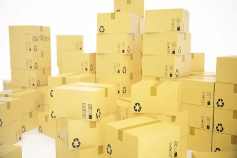 Stack of cardboard boxes isolated on white background for the delivery of Stock Illustration