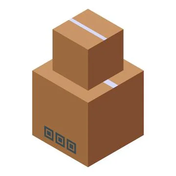 Stack of cardboard boxes isometric view for logistics and delivery Stock Illustration