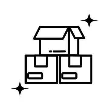 Stack of cardboard boxes , line style icon Stock Illustration