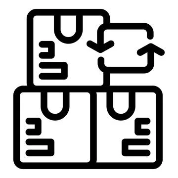 Stack of cardboard boxes moving with arrows for import export business Illustrazione stock