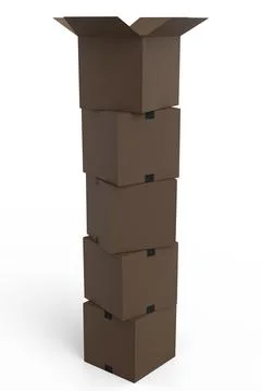 Stack of cardboard boxes or carton gift box isolated on white background. 3d  Foto stock